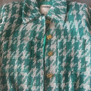 L'AGENCE Green/teal  and White Blazer